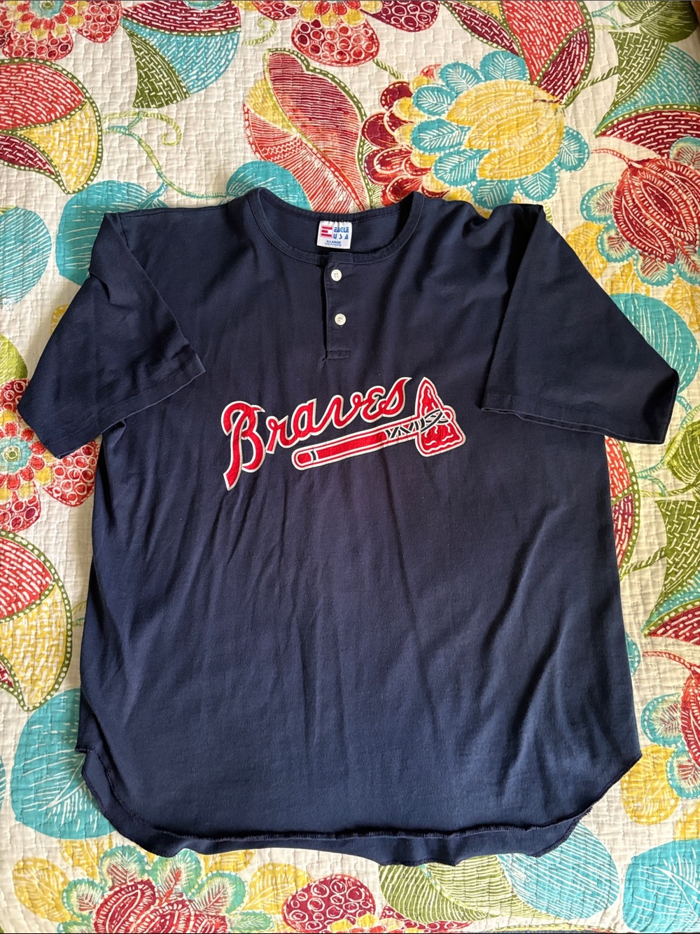 Braves Navy Short-Sleeve Henley Shirt